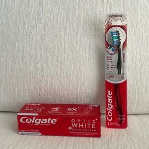 Colgate optic white toothpaste and Colgate optic white 360 advanced toothbrush